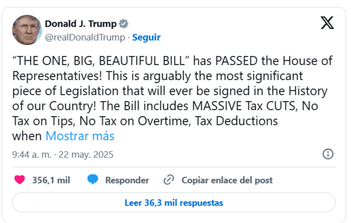 Post del presidente de los EEUU